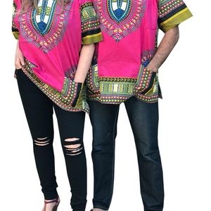 Dashiki Men Women Shirt 70's Design Top One Size